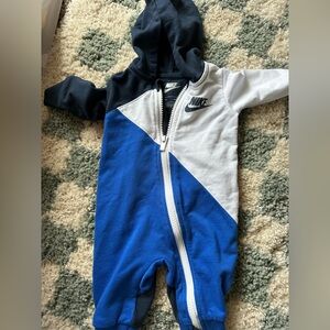 Nike baby zippered one piece bodysuit navy blue